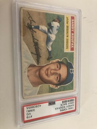 1956 Topps Sandy Koufax Baseball Card Psa Graded 3 Brooklyn Dodgers Mlb
