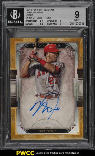 2018 Topps Five Star Gold Mike Trout Auto 1/10 Fsamt Bgs 9 (pwcc)