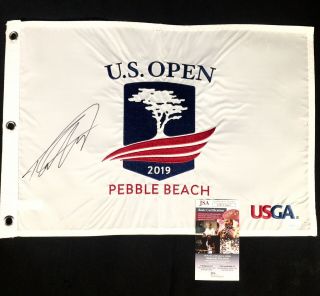Tommy Fleetwood Signed 2019 Us Open At Pebble Beach Golf Flag U.  S.  Jsa Dd31663