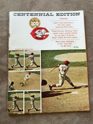 1969 Cincinnati Reds Official Baseball Yearbook Centennial Edition Rose,  Bench