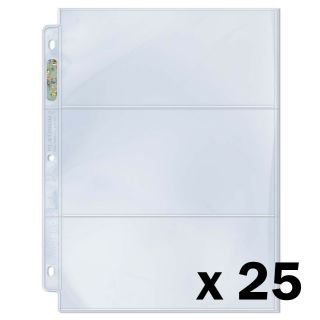 25 Ultra Pro 3 - Pocket Horizontal Tickets/currency Album Pages/binder Sheets