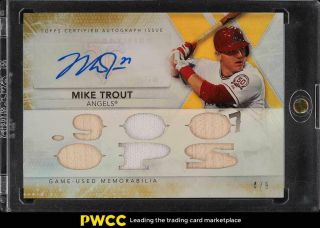 2015 Topps Triple Threads Gold Mike Trout Auto Patch /9 Ttar - Mt1 (pwcc)