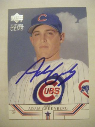 Adam Greenberg Signed Rc Cubs 2002 Upper Deck Baseball Card Auto Unc Tarheels 56