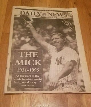 Mickey Mantle Tribute York Yankees 1995 Newspaper Daily News