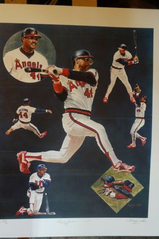 Reggie Jackson 44 La Angels Signed Dated Lithograph Christopher Paluso Baseball