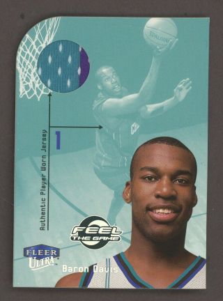 1999 - 00 Fleer Ultra Feel The Game Rookie Rc 2 Color Game - Worn Jersey Baron Davis