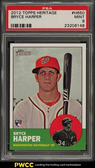 2012 Topps Heritage Bryce Harper Sp Rookie Rc H650 Psa 9 (pwcc)