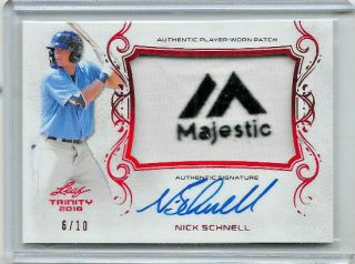 2018 Nick Schnell Leaf Trinity Rc Rpa Logo Tag Patch Auto Red 6/10