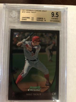 2011 Bowman Chrome Draft 101 Mike Trout Rc Bgs 9.  5 Gem With 10 Surface.