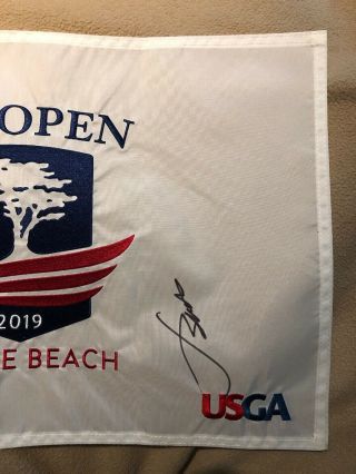 Jordan Spieth SIGNED 2019 US Open Golf Flag Pebble Beach 2015 Winner PGA 2