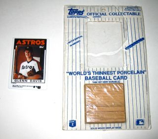 Topps Houston Astros Glenn Davis 389 Porcelain Baseball Card Wood Display Base
