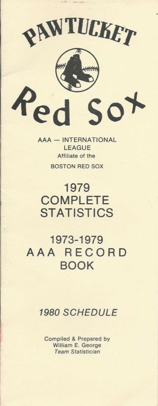 1979 Pawtucket Red Sox Minor League Baseball Record Book / Guide Fwil