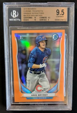 2014 Bowman Chrome Kris Bryant Orange Refractor 10/25 Bgs 9.  5 With Two 10 Subs