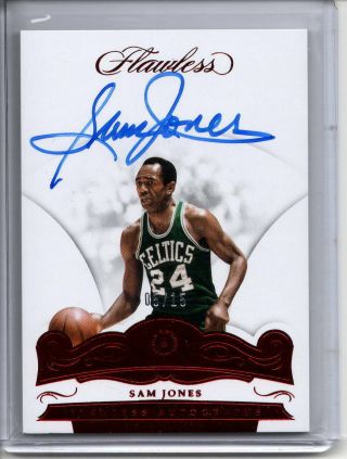 Sam Jones Auto /15 2017 - 18 Panini Flawless Ruby On Card Autograph Sp Celtics