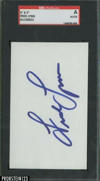 Fred Lynn Red Sox Baseball Signed Index Card Auto Autograph Sgc