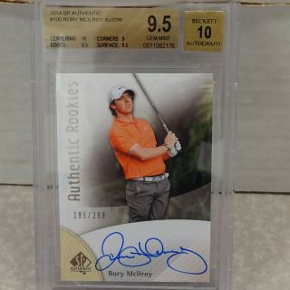 Bgs 9.  5 2014 Upper Deck Sp Authentic Rookies Rory Mcilroy On Card Auto 195/299