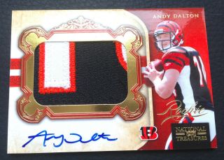 /49 Andy Dalton 2011 Playoff National Treasures Gold Auto Jersey Rc 13 3 - Color