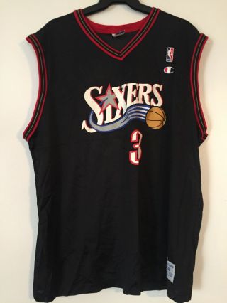 Vintage Champion Philadelphia 76ers Allen Iverson 3 Basketball Jersey Size 48 Xl