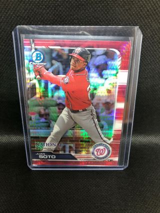 Juan Soto 2019 Topps Bowman Chrome National Convention Red Refractor 2/5