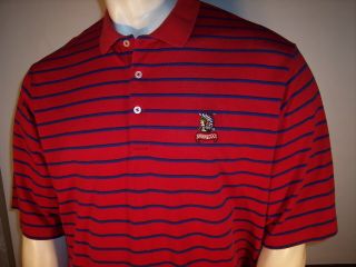 Polo Ralph Lauren Xl Blue/red Stripe Cotton Golf Shirt Shinnecock Members Logo
