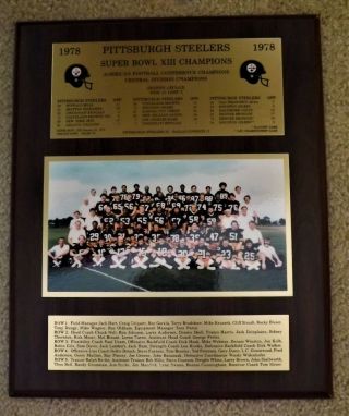 1978 Pittsburgh Steelers Bowl Xiii Champions Team Picture Plaque 16 " X 13 "