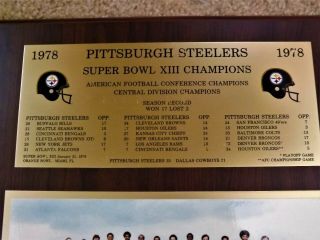 1978 Pittsburgh Steelers Bowl XIII Champions Team Picture Plaque 16 