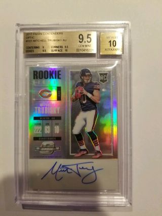 2017 Panini Contenders Optic Mitchell Trubisky Rookie Ticket Rps 9.  5/10 Auto