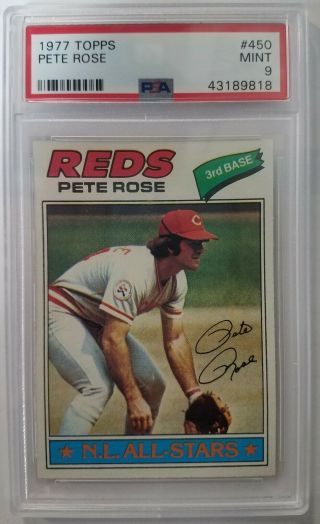 1977 Topps Baseball Card 450 Pete Rose Cincinnati Reds Psa 9