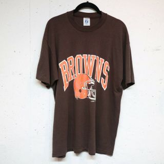 Vintage Cleveland Browns Graphic Tee Shirt Single Stitch Brown Orange Size Xl