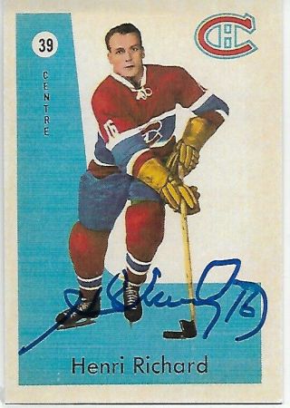 Henri Richard - Signed Autograph Parkhurst Reprint Canadiens Nhl Hockey Card