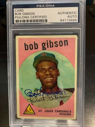 Bob Gibson 1959 Topps 514 Hof Rookie Auto Rc Signed Autograph
