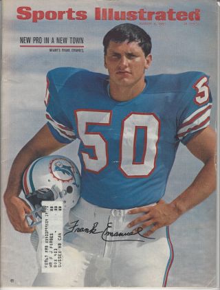 Frank Emanuel Signed Autographed Miami Dolphins Sports Illustrated Si 1966 1st