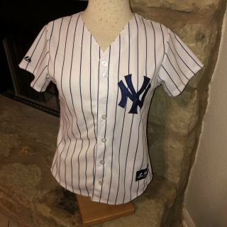 Majestic Derek Jeter 2 York Yankees Womens S Jersey Mlb Pinstripe Baseball
