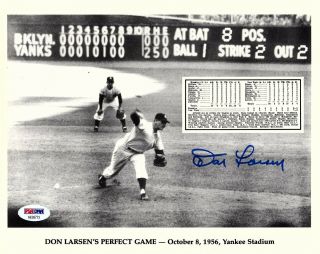 Don Larsen Signed Autographed 8x10 Photo " Brooklyn Dodgers " Psa/dna Ae93773
