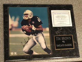 Tim Brown 81 Oakland Raiders Plaque W/signature Certified 15”x 12” Collectible