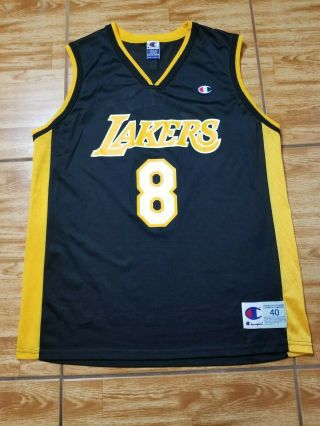 Vintage Kobe Bryant Los Angeles Lakers 8 Champion Black Jersey Nba Size 40