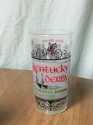 1973 Kentucky Derby Churchill Downs Glass - Secretariat Triple Crown Winner