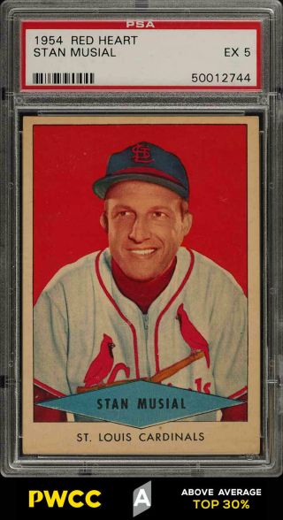 1954 Red Heart Stan Musial Short Print Psa 5 Ex (pwcc - A)