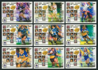2001 / 02 Nrl Challenge Select Team Of 2001 Rugby League Set Of 9 Cards