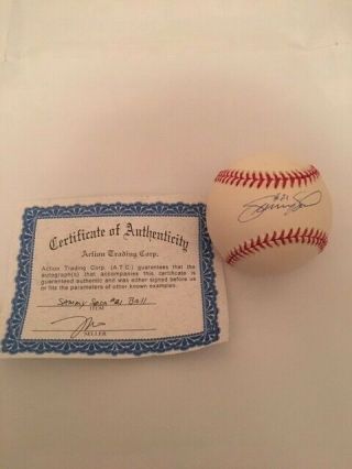 Sammy Sosa Autographed Baseball - - Onlb - Cubs,  Rangers,  White Sox,  Orioles
