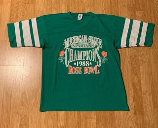 Vintage Logo 7 Michigan State Spartans 1988 Rose Bowl Champions T - Shirt Size Xl
