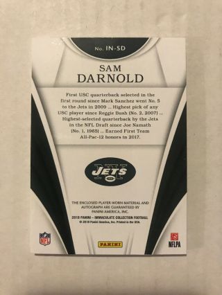 2018 Immaculate Sam Darnold Auto Patch RPA Numbers /14 Jets 2