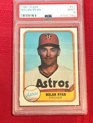 1981 Fleer Nolan Ryan Graded Psa 9.  Houston Astros.  Baseball Hall Of Fame.