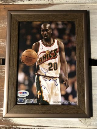 Gary Payton Autograph Framed Picture Photo Card The Glove Supersonics Hot Psa