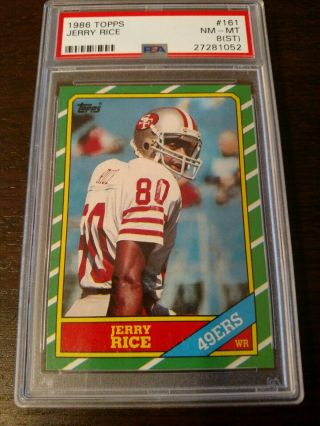 1986 Topps Jerry Rice Graded Rookie Card 161 Psa 8