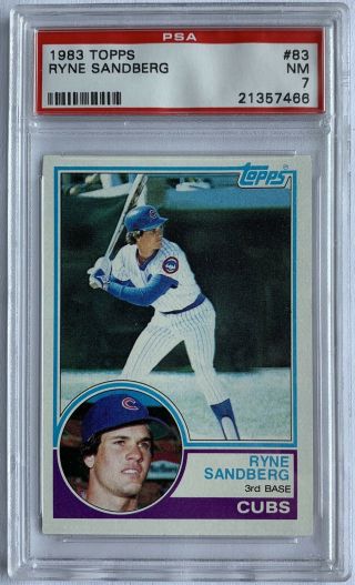 1983 Topps 83 Ryne Sandberg Rookie Rc Chicago Cubs Psa 7 Gem Mt
