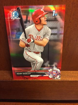 2017 1st Bowman Chrome Red Bdc - 115 Adam Haseley D 1 Of 5 Rc Phillies