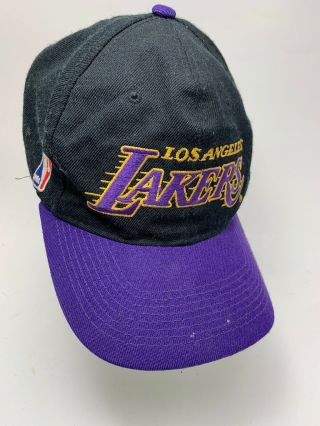 Vintage Black Los Angeles Lakers Snapback Hat Cap La 90s Sports Specialties Nba