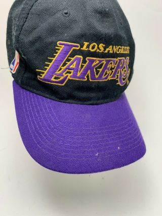 Vintage black Los Angeles Lakers Snapback Hat Cap LA 90s Sports Specialties NBA 3
