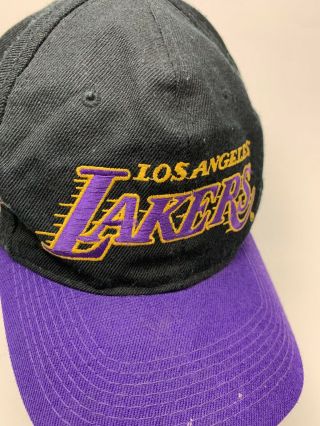 Vintage black Los Angeles Lakers Snapback Hat Cap LA 90s Sports Specialties NBA 5